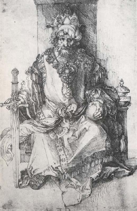 Albrecht Durer An orinetal Ruler Enthroned with traces of the artist-s monogram oil painting image